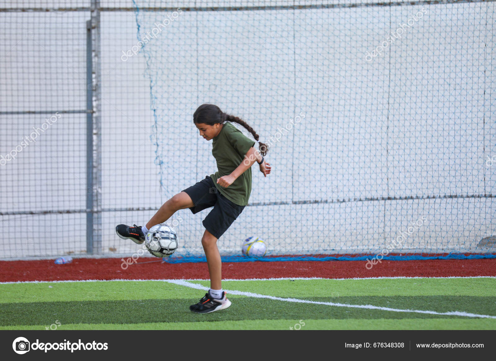 September 2023 Gaza Palestine Palestinian Girls Seen Training Soccer