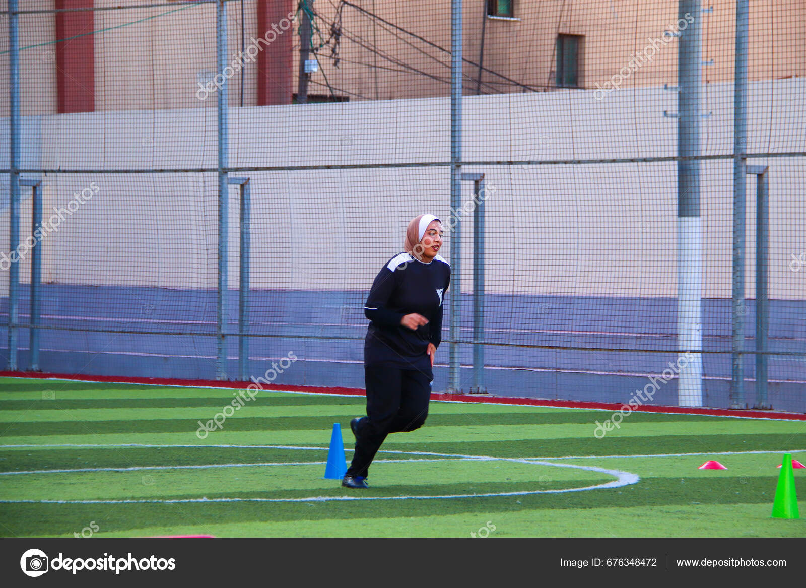 September 2023 Gaza Palestine Palestinian Girls Seen Training Soccer