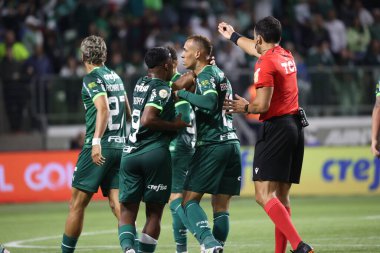 Sao Paulo (SP), 15 Eylül 2023 - Brasileiro - Palmeiras maçı Sao Paulo 'nun batısındaki No Allianz Parque' da düzenlendi. 