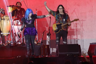 Sao Paulo (SP), 16 Eylül 2023: Sao Paulo 'daki Latin Amerika Anıtı' nda düzenlenen Coala Festivali 2023 'te Novos Baianos' a 50 ano göster.. 