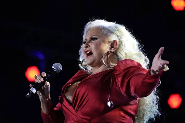 stock image Sao Paulo (SP), September 15, 2023: Show by the singer Fafa de Belem, at the Coala Festival 2023, which takes place at the Memorial da America Latina, in Sao Paulo. 