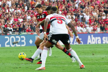 Rio de Janeiro (RJ), Brezilya 09 / 17 / 2023 - Pazar günü Rio de Janeiro bölgesindeki Mario Filho Stadyumu 'nda düzenlenen Copa do Brasil 2023 finalinde Flamengo ile Sao Paulo arasındaki maç geçerli
