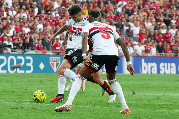 Rio Janeiro Brasil 2023 Partido Entre Flamengo Sao Paulo Válido —  Fotos de Stock
