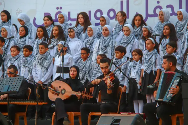Filistinliler Müzikal Bir Kutlamaya Katılıyorlar Eylül 2023 Gazze Filistin Filistinliler — Stok fotoğraf