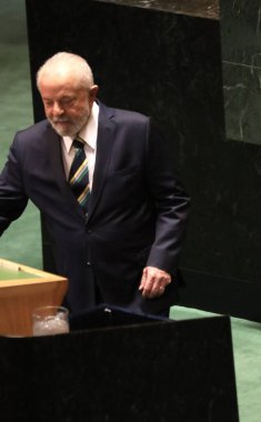 Lula New York 'taki BM 78. GY' de konuşuyor. 19 Eylül 2023, New York, ABD: Brezilya Cumhurbaşkanı Luis Inacio Lula Da Silva, New York 'taki Birleşmiş Milletler Genel Kurulu' nun 78.
