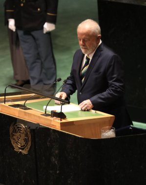 Lula New York 'taki BM 78. GY' de konuşuyor. 19 Eylül 2023, New York, ABD: Brezilya Cumhurbaşkanı Luis Inacio Lula Da Silva, New York 'taki Birleşmiş Milletler Genel Kurulu' nun 78.