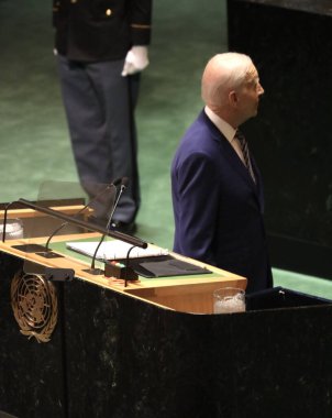 New York 'taki BM 78. GA' da Biden konuşuyor. 19 Eylül 2023, New York, ABD: ABD Başkanı Joe Biden, New York 'taki Birleşmiş Milletler Genel Kurulu' nun 78. oturumunda konuşma yaptı.. 