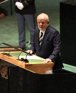 Lula New York 'taki BM 78. GY' de konuşuyor. 19 Eylül 2023, New York, ABD: Brezilya Cumhurbaşkanı Luis Inacio Lula Da Silva, New York 'taki Birleşmiş Milletler Genel Kurulu' nun 78.