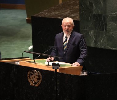 Lula New York 'taki BM 78. GY' de konuşuyor. 19 Eylül 2023, New York, ABD: Brezilya Cumhurbaşkanı Luis Inacio Lula Da Silva, New York 'taki Birleşmiş Milletler Genel Kurulu' nun 78.