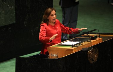Peru Cumhurbaşkanı Dina Ercilia Boluarte Zegarra, New York 'taki BM 78. GA' da konuşma yapıyor. 19 Eylül 2023, New York, ABD: Peru Başkanı, ilk kadın Cumhurbaşkanı, Dina Ercilia Boluarte Zegarra, Birleşmiş Milletler 'in 78.