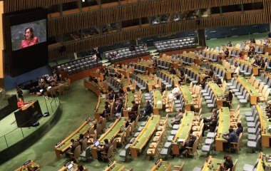 Peru Cumhurbaşkanı Dina Ercilia Boluarte Zegarra, New York 'taki BM 78. GA' da konuşma yapıyor. 19 Eylül 2023, New York, ABD: Peru Başkanı, ilk kadın Cumhurbaşkanı, Dina Ercilia Boluarte Zegarra, Birleşmiş Milletler 'in 78.