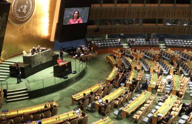 Peru Cumhurbaşkanı Dina Ercilia Boluarte Zegarra, New York 'taki BM 78. GA' da konuşma yapıyor. 19 Eylül 2023, New York, ABD: Peru Başkanı, ilk kadın Cumhurbaşkanı, Dina Ercilia Boluarte Zegarra, Birleşmiş Milletler 'in 78.