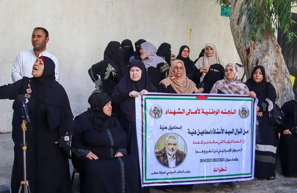 Famílias Palestinas Dos Mártires Dos Feridos Participam Protesto Contra Decisão — Fotografia de Stock