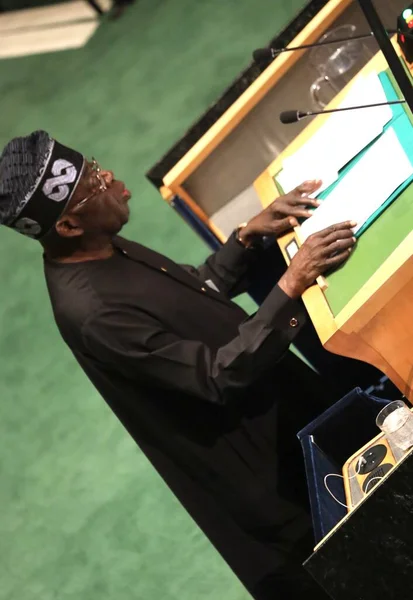 Presidente Nigeria Bola Ahmed Tinubu Habla 78ª Asamblea General Onu — Foto de Stock
