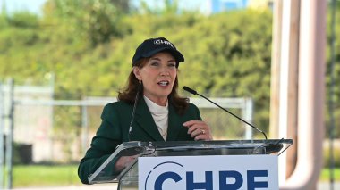 Gov. Kathy Hochul Makes Clean Energy Announcement. September 19, 2023, New York, New York, USA: New York State Governor Kathy Hochul makes a clean energy announcement at the Con Edison Astoria Yards Complex on September 19, 2023 in New York clipart