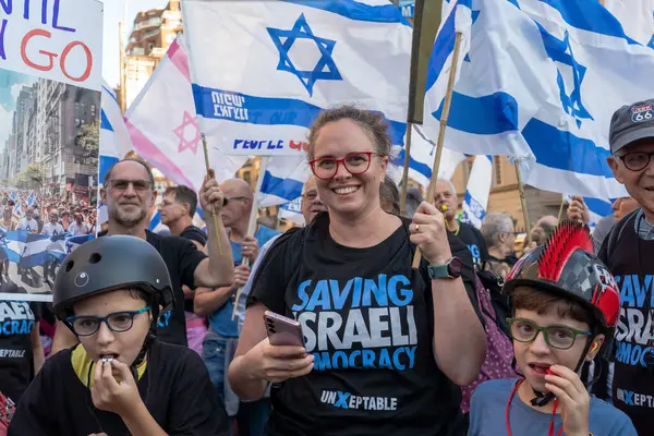 Izraelscy Emigranci Amerykańscy Żydzi Protestują Podczas Wizyty Premiera Netanjahu Onz — Zdjęcie stockowe