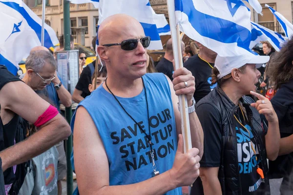 Israëlische Expatriates Amerikaanse Joden Protesteren Tijdens Het Bezoek Van Premier — Stockfoto