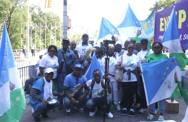 Nigerianos Protestando Exigindo Uma Nação Iorubá Separada Frente Onu Setembro — Fotografia de Stock