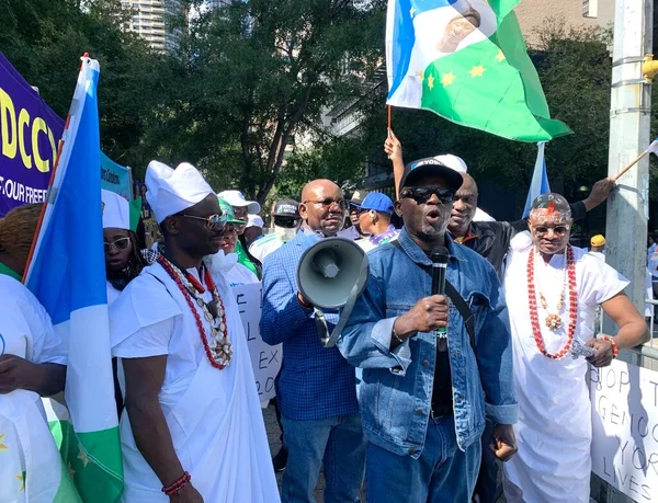 Nigerianos Protestando Exigiendo Una Nación Yoruba Separada Frente Onu Septiembre —  Fotos de Stock