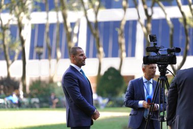 Malta Başbakanı Robert Abela, Bryant Park 'ta. 21 Eylül 2023, New York, ABD: Malta Başbakanı Robert Abela güne eşsiz bir diplomasi ve samimi sohbet karışımıyla başladı. 