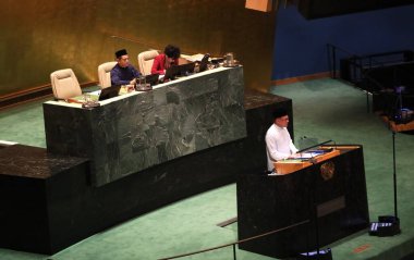 Malezya Başbakanı Anwar Ibrahi Birleşmiş Milletler Genel Kurulu 'nun New York' taki 78. oturumunda konuşma yapacak. 22 Eylül 2023, New York, ABD