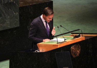 Hollanda Başbakanı Mark Rutt, New York 'taki Birleşmiş Milletler Genel Kurulu' nun 78. oturumunda konuşma yapacak. 22 Eylül 2023, New York, ABD