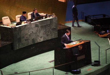 Hollanda Başbakanı Mark Rutt, New York 'taki Birleşmiş Milletler Genel Kurulu' nun 78. oturumunda konuşma yapacak. 22 Eylül 2023, New York, ABD