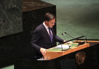 Hollanda Başbakanı Mark Rutt, New York 'taki Birleşmiş Milletler Genel Kurulu' nun 78. oturumunda konuşma yapacak. 22 Eylül 2023, New York, ABD