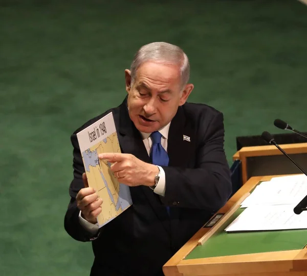 Benjamin Netanyahu Primeiro Ministro Israel Fala Onu Nova York Setembro — Fotografia de Stock