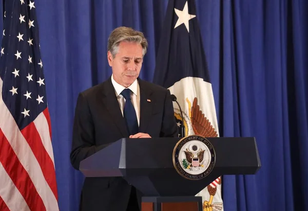 Persconferentie Van Amerikaanse Minister Van Buitenlandse Zaken Blinken New York — Stockfoto
