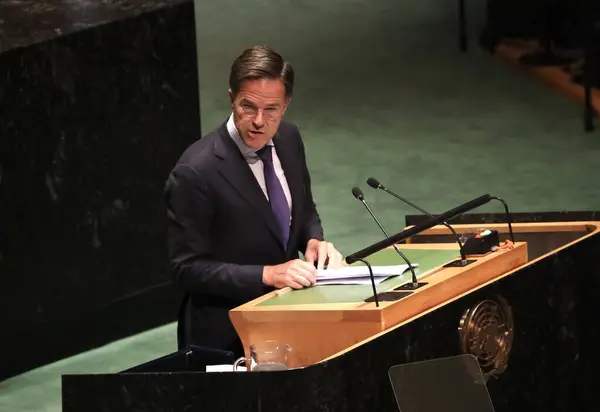 Prime Minister Netherlands Mark Rutt Speaks 78Th Session United Nations — Stock Photo, Image