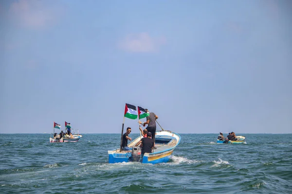 Palestijnen Protesteren Eisen Opheffing Van Israëlische Blokkade Gaza — Stockfoto