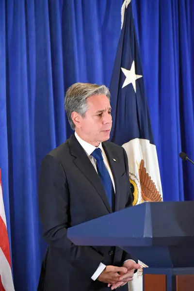 Conferencia Prensa Del Secretario Estado Los Estados Unidos Blinken Nueva — Foto de Stock
