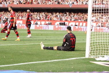 SAO PAULO (SP) Brezilya 09 / 24 / 2023 - Sao Paulo 'dan Rodrigo Nestor' un Morumbi Stadyumu 'nda düzenlenen Copa do Brasil 2023 Sao Paulo final maçında Flamengo' ya karşı beraberlik vermesi ve gol 