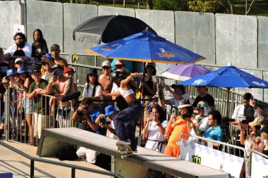 Sao Paulo, Brezilya 09 / 24 / 2023 Rayssa Leal, bu Pazar öğleden sonra, Parque Candido Portinari 'de düzenlenen STU Sao Paulo Finali' nin sokak modalitesini kazandı..