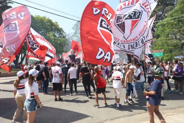 Sao Paulo (SP), Brezilya 09 / 24 / 2023 - Bu Pazar (24) Morumbi Stadyumu 'nda oynanan Copa do Brasil finalinde Sao Paulo ile Flamengo arasında oynanan karşılaşma için takımlar geldi.).