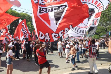 Sao Paulo (SP), Brezilya 09 / 24 / 2023 - Bu Pazar (24) Morumbi Stadyumu 'nda oynanan Copa do Brasil finalinde Sao Paulo ile Flamengo arasında oynanan karşılaşma için takımlar geldi.).