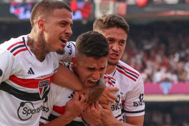 Sao Paulo (SP), 09 / 24 / 2023 - Sao Paulo 'lu Rodrigo Nestor, Flamengo ile oynanan Dünya Kupası finalinde Flamengo' ya karşı oynadığı maçta gol attı ve golünü kutladı.