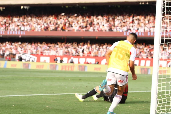 Sao Paulo Brazil 2023 圣保罗的Rodrigo Nestor的庆祝和进球 在2023年圣保罗杯对阵弗拉门戈的决赛中打平 — 图库照片