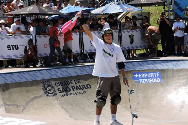 Sao Paulo Brazil 2023 Skateboarder Japinha Big Winner Final Stu — Stock Photo, Image