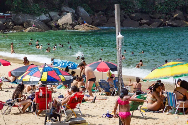 Rio Janeiro Brazil 2023 Movement Bathers Vermelha Beach Urca South — стоковое фото