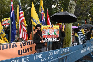 Ikhs Hindistan 'ın ortasında yeni bir KHALİSTAN State istiyor. 26 Eylül 2023 New York, ABD: 1947 'de Hindistan' ın bağımsızlığının ardından, Akali Dal önderliğindeki Punjabi Suba hareketi, bir ilçe (suba) oluşturmaya çalıştı.)