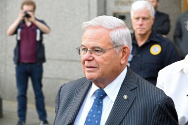 US Senator Robert Menendez of the State of New Jersey, has been charged with bribery offenses. September 27th 2023, New York, USA: US Senator Robert Menendez of the State of New Jersey clipart