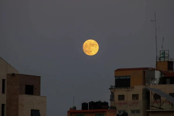 Fullmåne Supermåne Gaza September 2023 Gaza Palestina Uppkomsten Fullmåne Jätte — Stockfoto