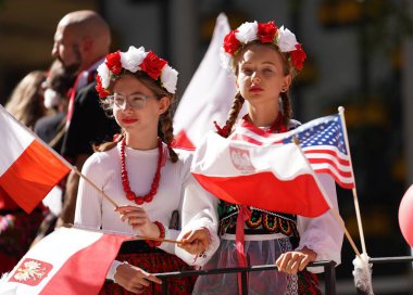 86. Geleneksel Polaski Günü Geçidi. 01 Ekim 2023, New York, ABD: 1 Ekim 2023 'te New York' ta düzenlenen 86. Geleneksel Pulaski Günü, Polonya ve Amerika 'nın ortak değerlerine saygılarını sunan canlı bir kutlamadır..