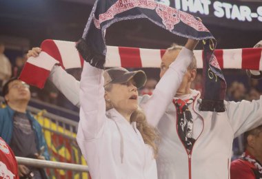 (New York Red Bulls ve Chicago Fire arasındaki MLS Maçı. 30 Eylül 2023, Harrison New Jersey: New York Red Bulls ile Chicago Fire arasında oynanan futbol maçında taraftarlar Red Bulls Arena, Harrison, New Jersey.