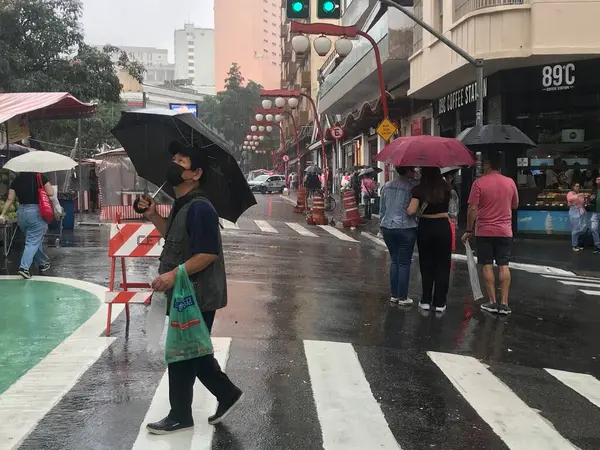 Sao Paulo 2023 Weather Rain Lots Rain Capital Due Temperature — Stock Photo, Image