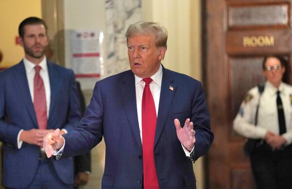 October 4, 2023, New York, USA: Donald Trumps 3rd Day Appearance for Court Fraud Trial in New York. The former US President, Donald Trump arrives at the court on day three, for fraud trial in Manhattan amid tight security and busy day in Manhattan. 