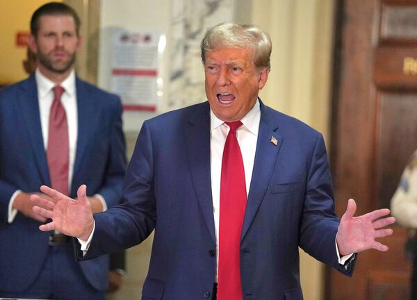 October 4, 2023, New York, USA: Donald Trumps 3rd Day Appearance for Court Fraud Trial in New York. The former US President, Donald Trump arrives at the court on day three, for fraud trial in Manhattan amid tight security and busy day in Manhattan. 