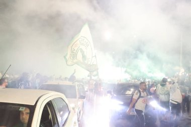 Sao Paulo (SP), 10 Ekim 2023 - Sao Paulo 'nun batısındaki Allianz Parque' da futbol taraftarlarının LIBERTADORES / PALMEIRAS.